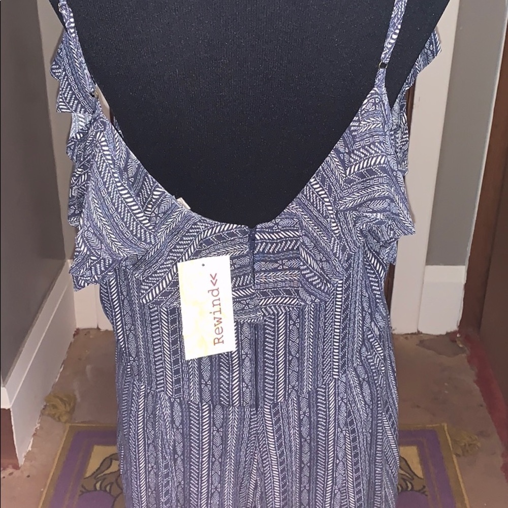 Rewind, blue striped challis shorts romper - Picture 4 of 7